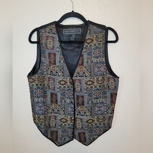Vintage Patterned Tapestry Geo Vest Size Large